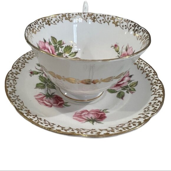 Vintage Collingwood Fine Bone China Tea Cup & Saucer Mauve Pink Roses w/ Gold - Picture 4 of 12